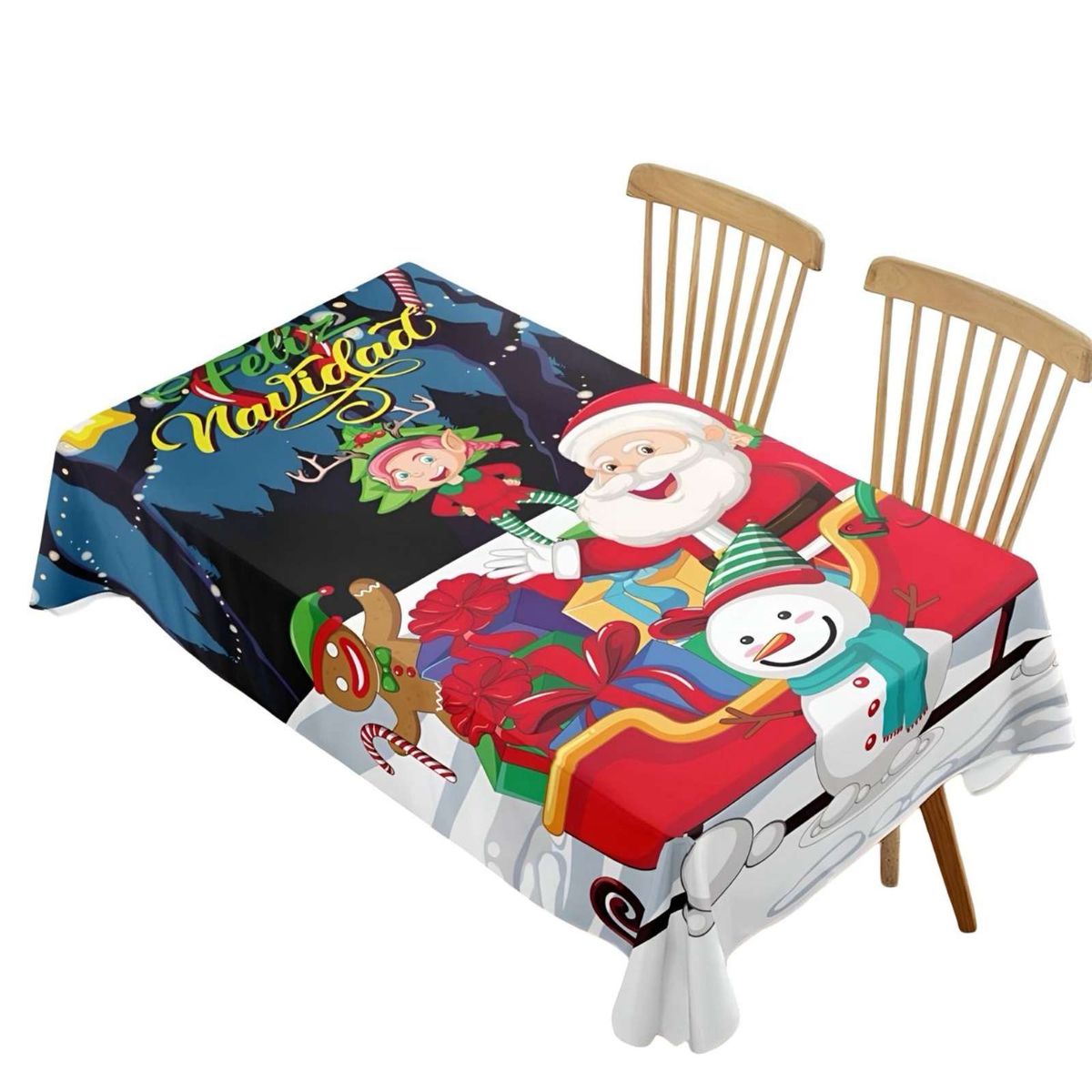 GENERICO - MANTEL NAVIDEÑO ANTIMANCHAS 140 cm x 220 cm TRINEO