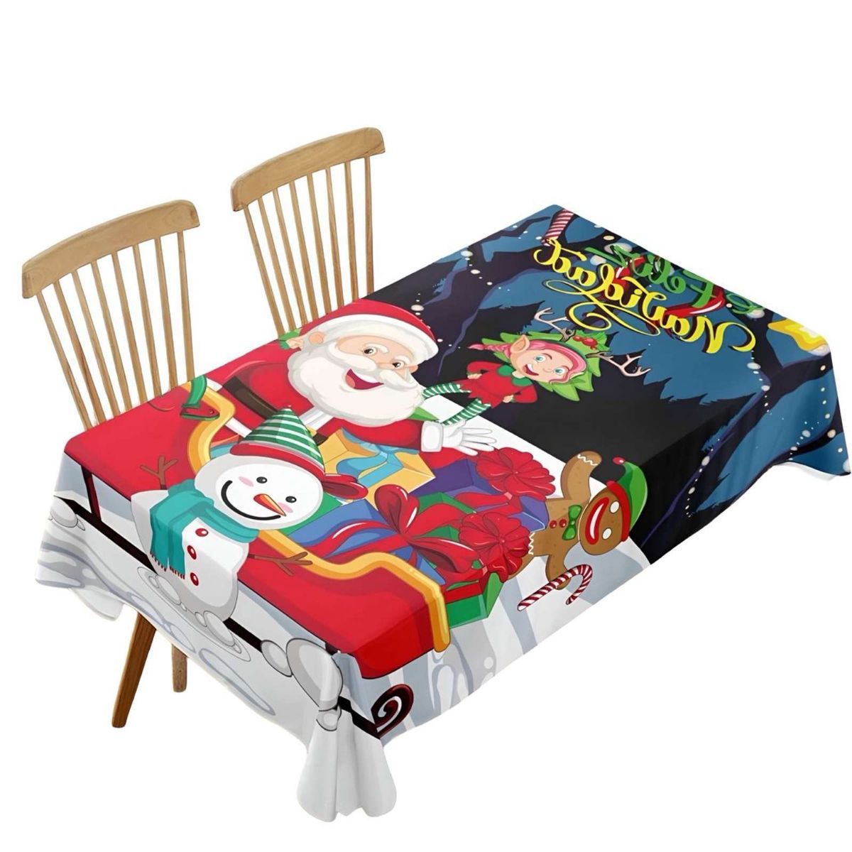 GENERICO - MANTEL NAVIDEÑO ANTIMANCHAS 140 cm x 220 cm TRINEO