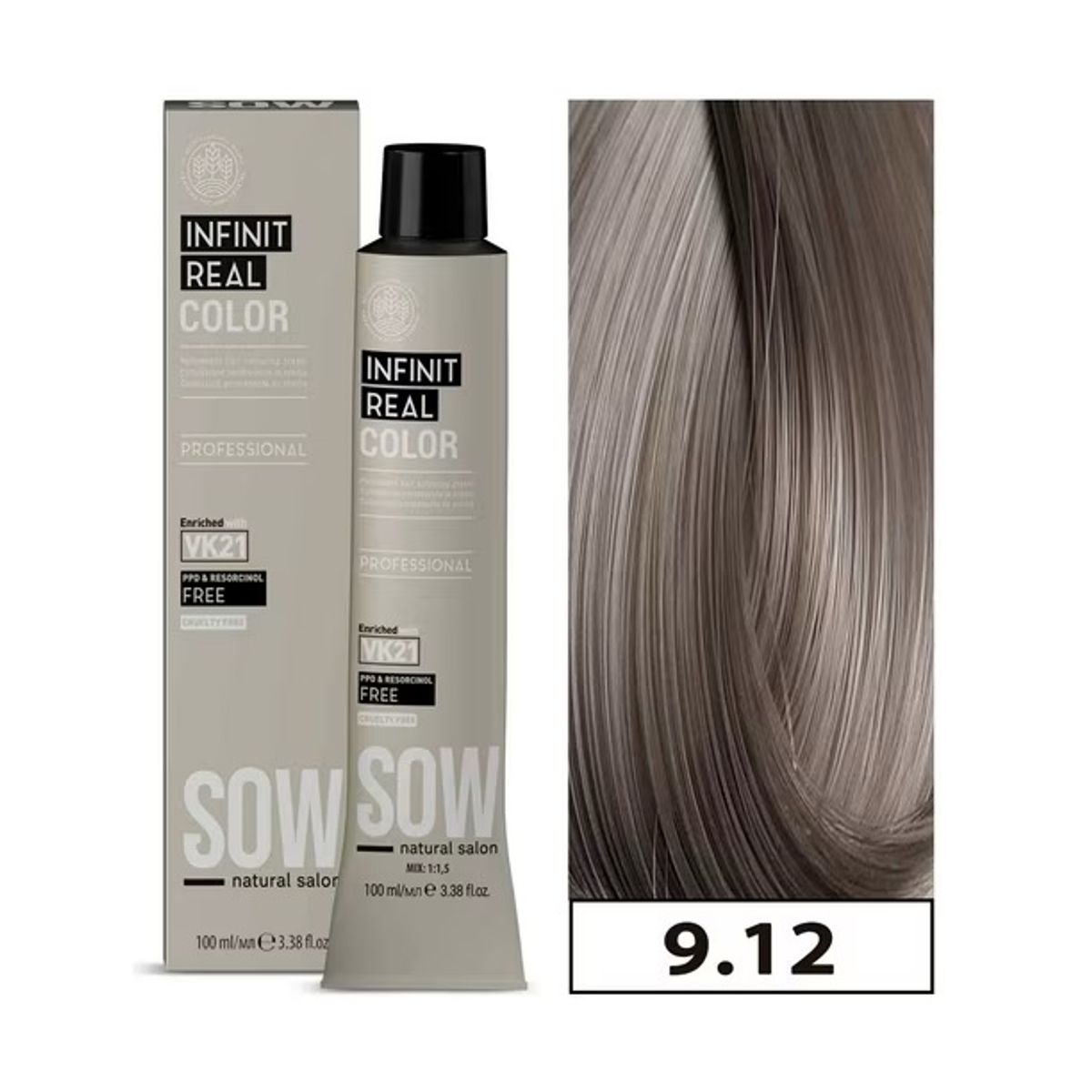 WELLA - Tinte Sow Vk21 Infinit Real Color 9.12 Rubio Clarisimo Ceniza 100ml
