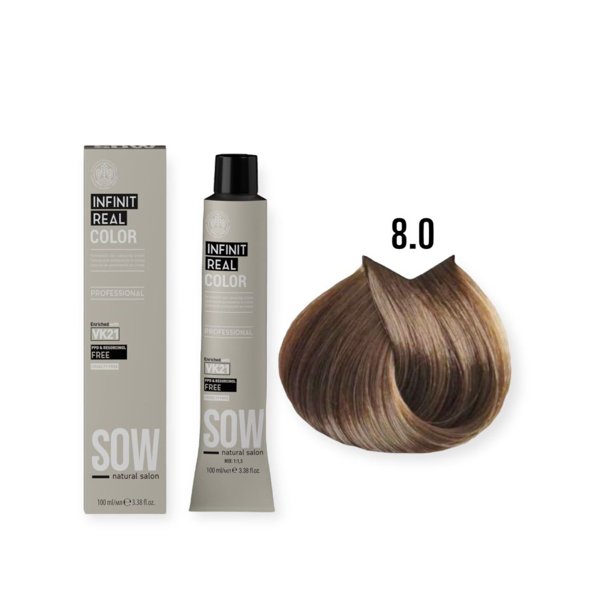 WELLA - Tinte Sow Vk21 Infinit Real Color 8.0 Rubio Claro 100ml
