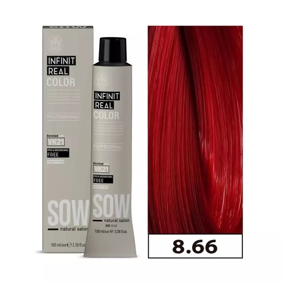 WELLA - Tinte Sow Vk21 Infinit Real Color 8.66 Rubio Claro Rojo Intenso 100ml
