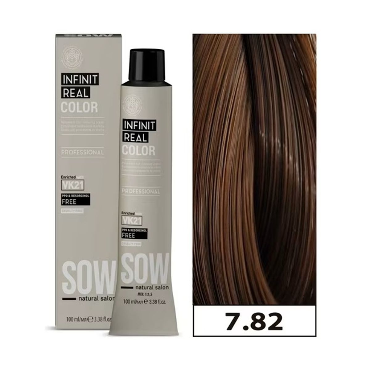 WELLA - Tinte Sow Vk21 Infinit Real Color 7.82 Rubio Marron Iridescente 100ml