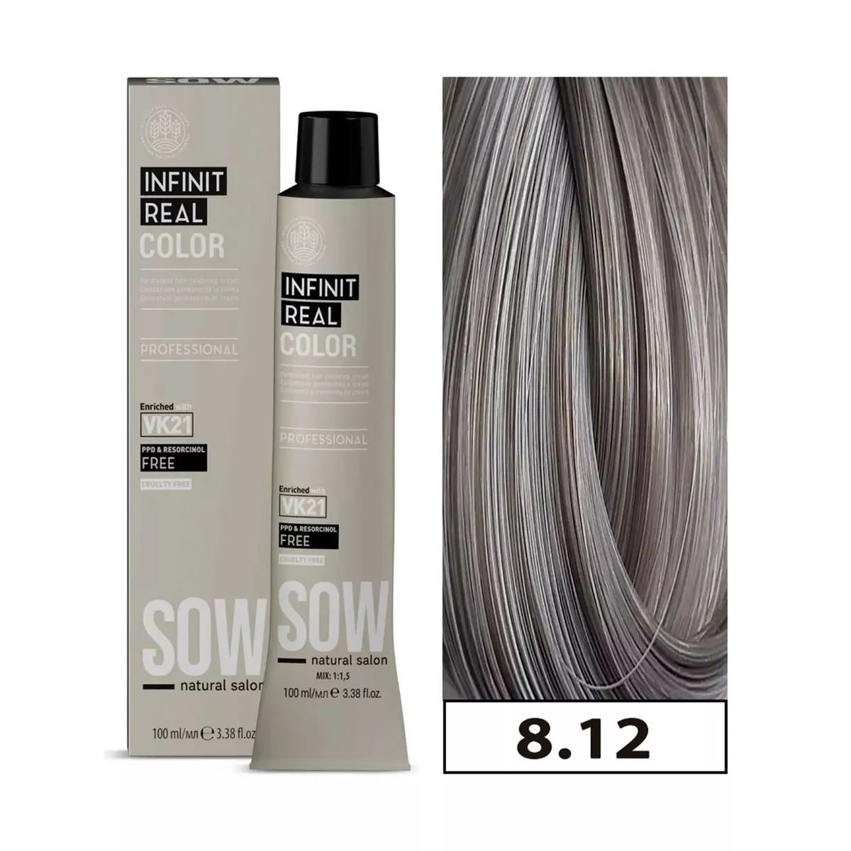 WELLA - Tinte Sow Vk21 Infinit Real Color 8.12 Rubio Claro Ceniza Irides 100ml