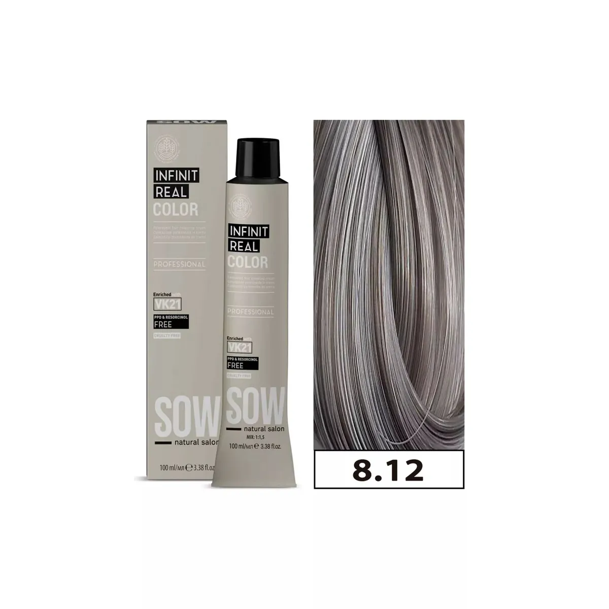 WELLA - Tinte Sow Vk21 Infinit Real Color 8.12 Rubio Claro Ceniza Irides 100ml