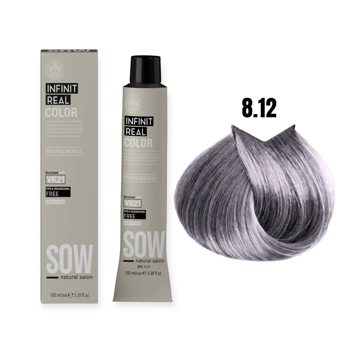 WELLA - Tinte Sow Vk21 Infinit Real Color 8.12 Rubio Claro Ceniza Irides 100ml