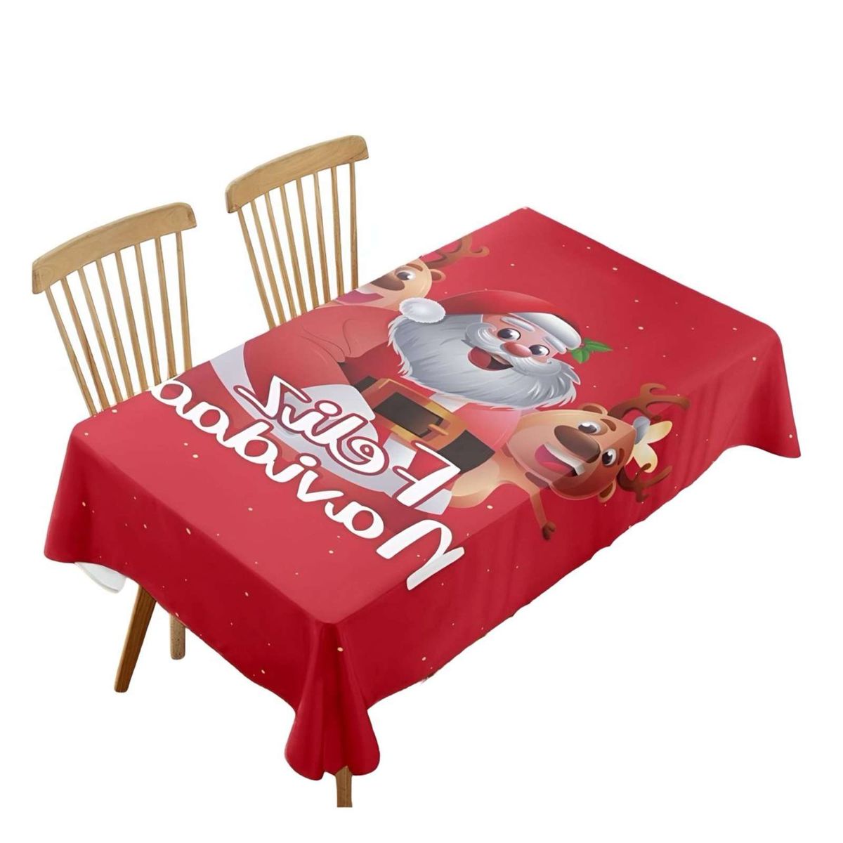 GENERICO - MANTEL NAVIDEÑO ANTIMANCHAS SANTA Y ALCE