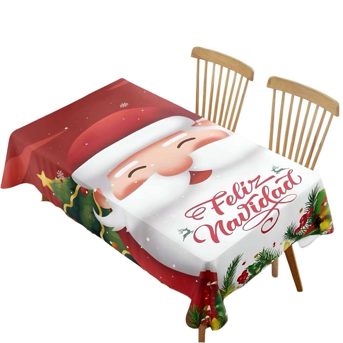 GENERICO - MANTEL NAVIDEÑO ANTIMANCHAS CARA DE SANTA