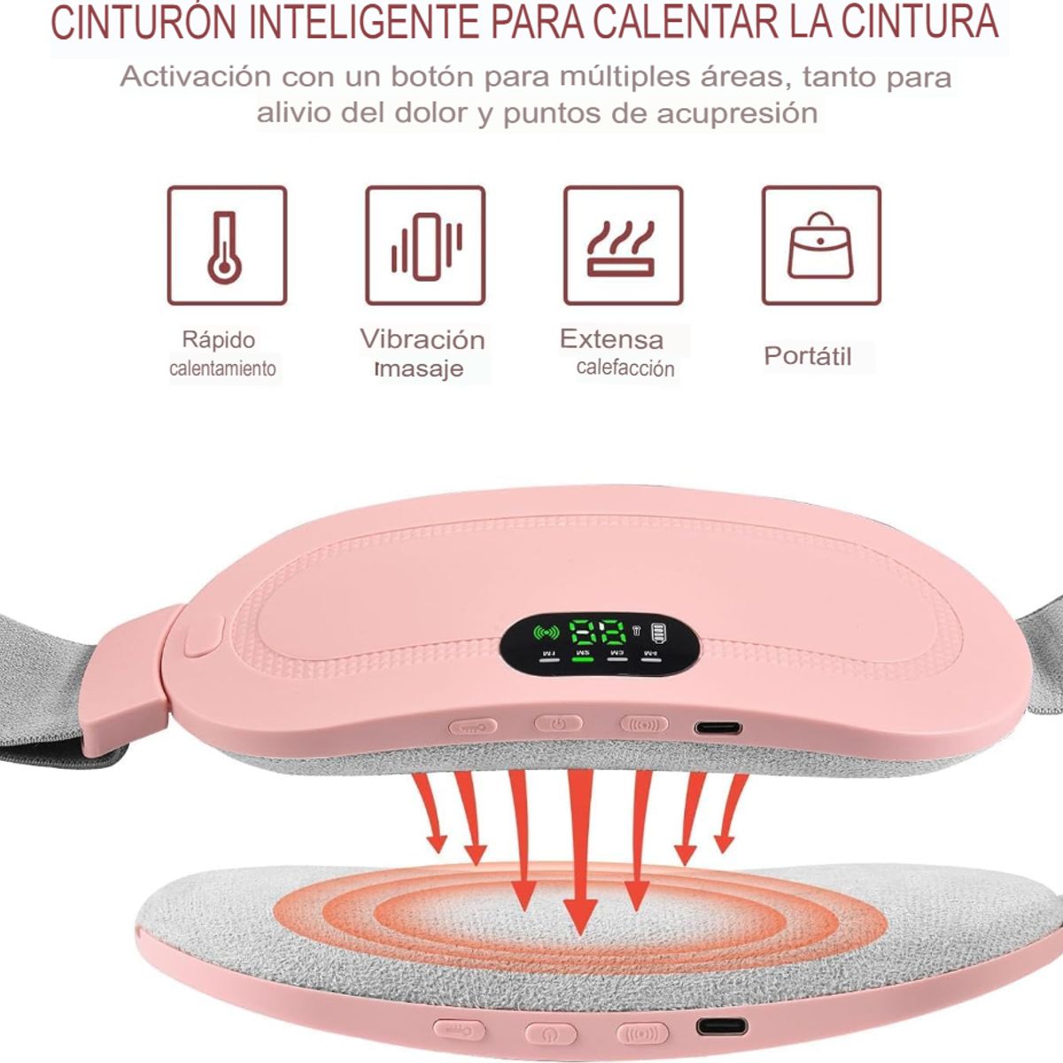 GENERICO - Masajeador Vientre Cinturón Alivio Cólicos Menstruales Calor Masaje