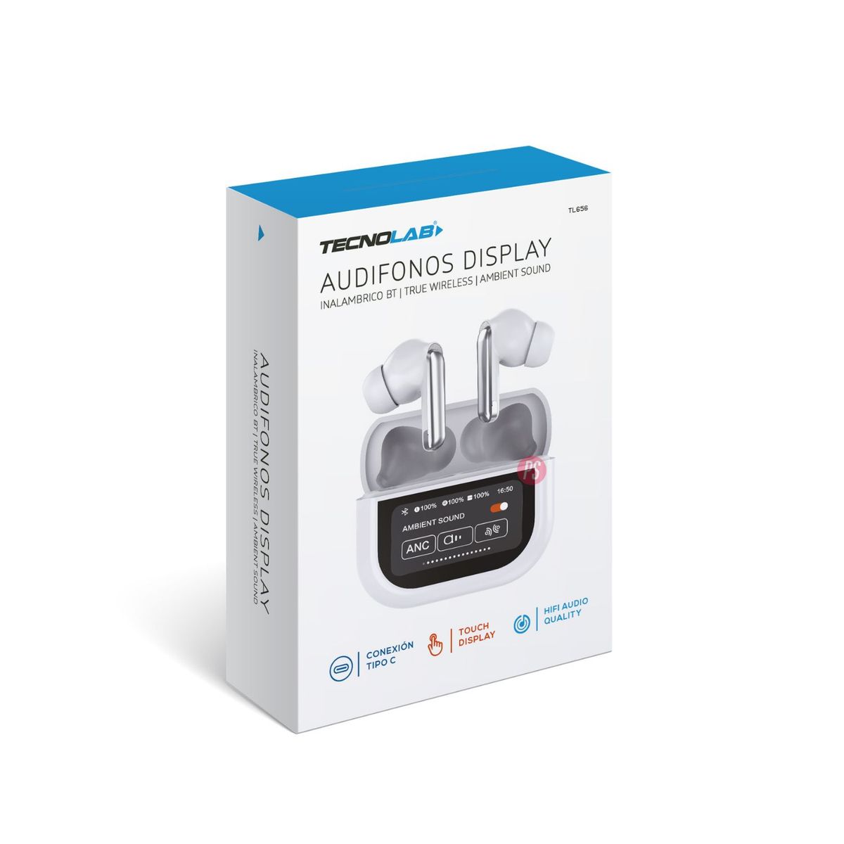 TECNOLAB - Audífonos Bluetooth Con Pantalla Touch Blanco - PS