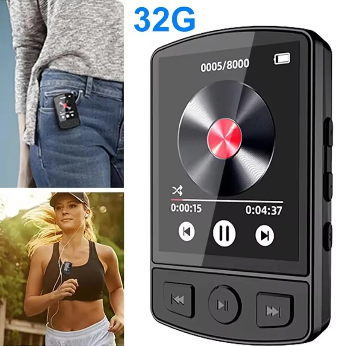 GENERICO - MP3 portátil 32GB para running gimnasio y deporte