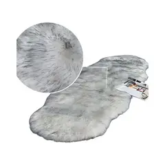 GENERICO - ALFOMBRAS DECORATIVAS IMITACION PIEL DE CONEJO BLANCO CON GRIS