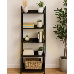 HABITA2 CHILE - LIBRERO VERTICAL MULTIFUNCIONAL BENJAMIN 5 REPISAS - NEGRO