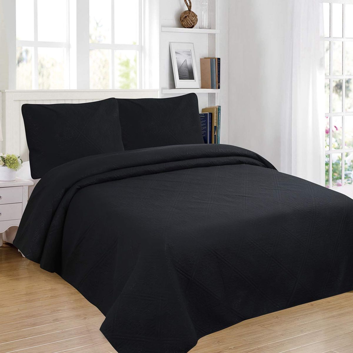 GENERICO - Cubrecama quilt verano 2 plazas negro