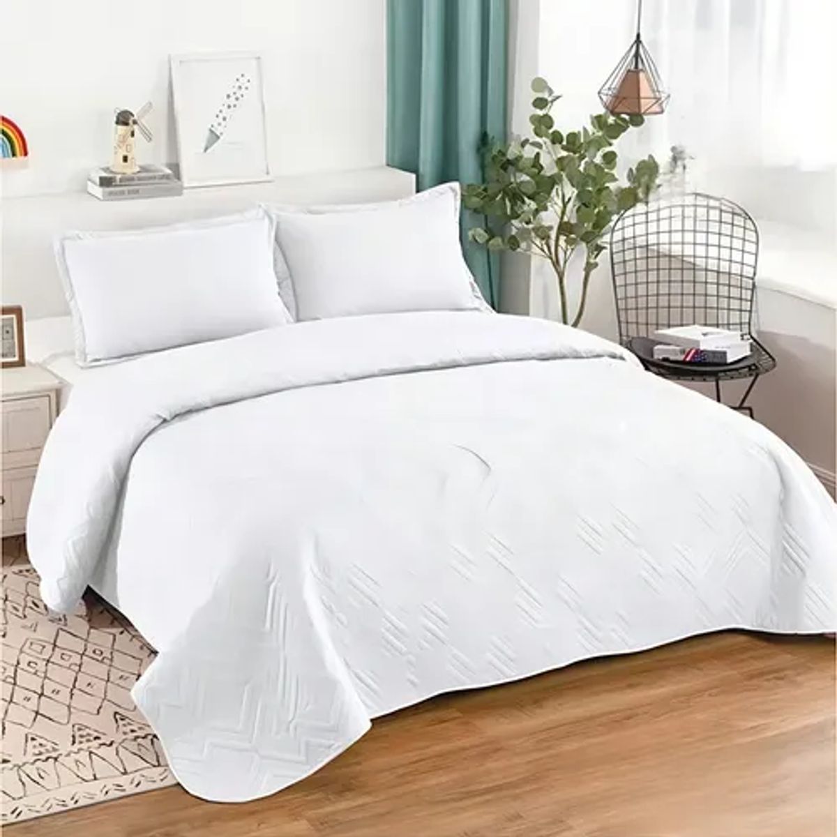 GENERICO - Cubrecama quilt verano king blanco