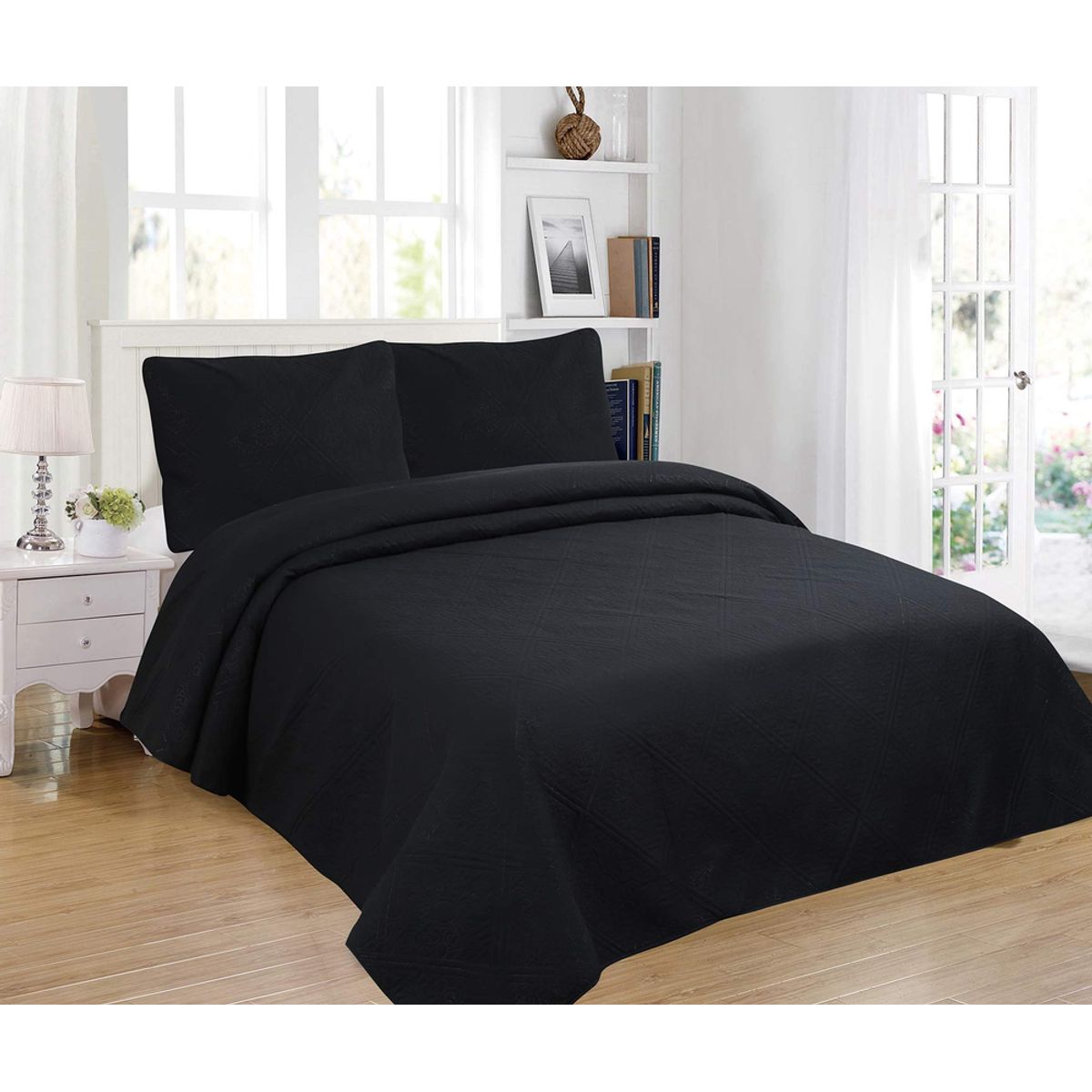 GENERICO - Cubrecama quilt verano king negro