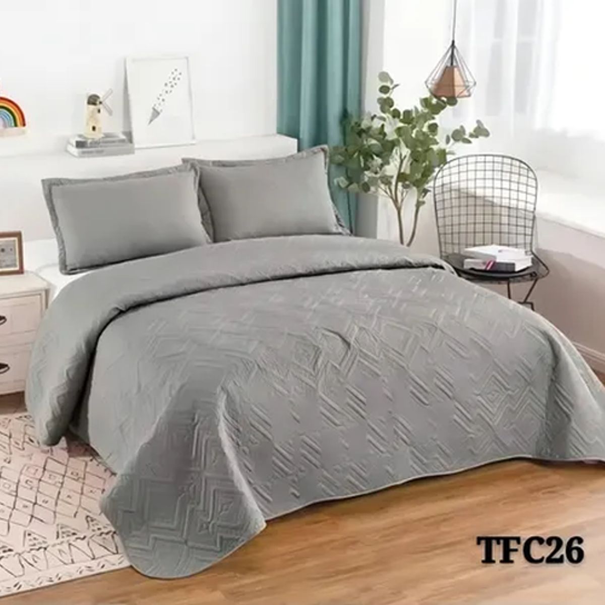 GENERICO - Cubrecama quilt verano king gris