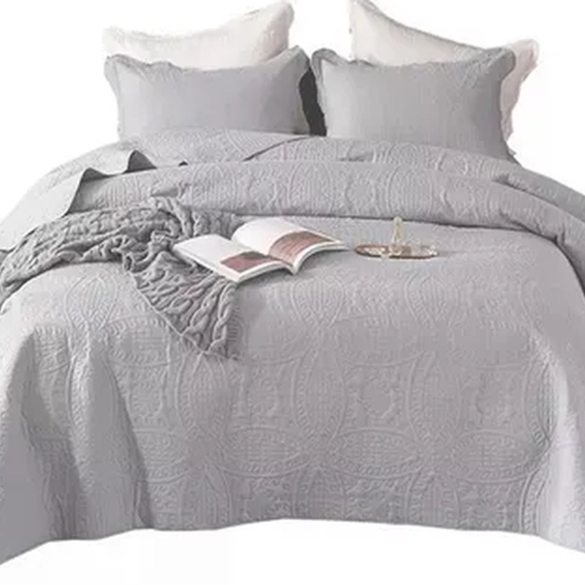 GENERICO - Cobertor verano king unicolor gris claro Rey