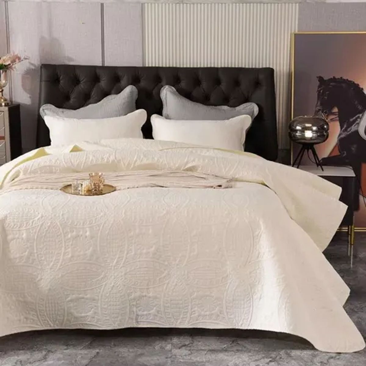 GENERICO - Cobertor verano king unicolor blanco Rey