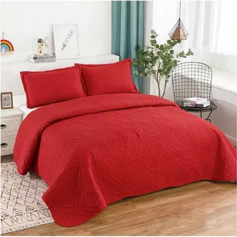 GENERICO - Cubrecama quilt verano king rojo