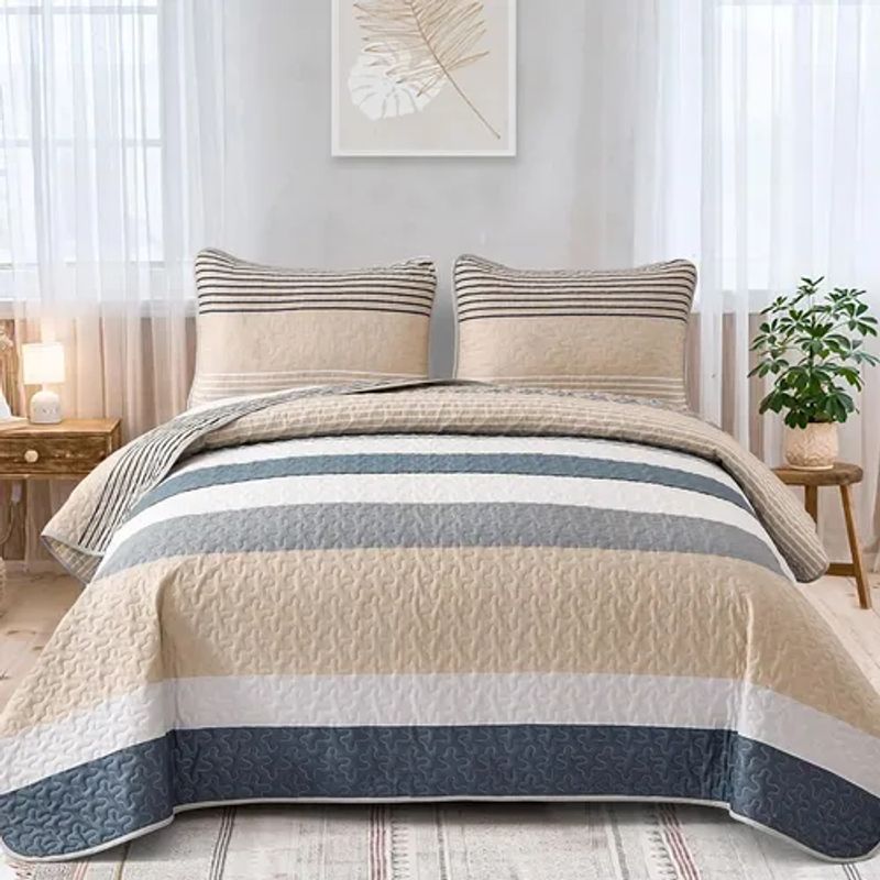 GENERICO - Cubrecama quilt sherpa 15 plaza varios diseños
