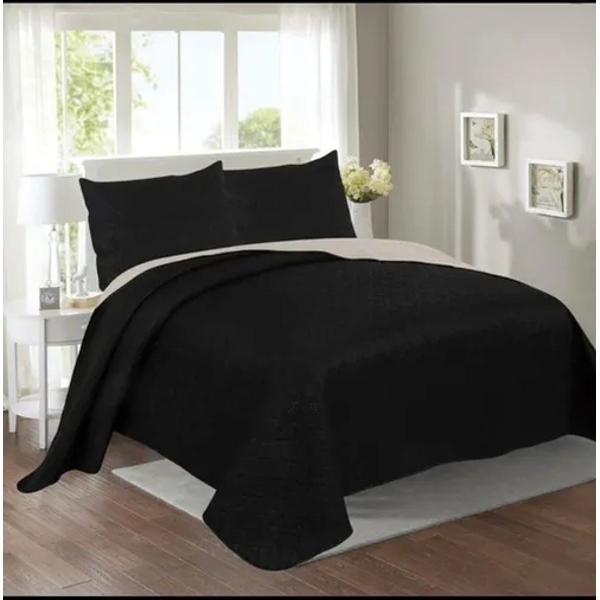 GENERICO - Cubrecama quilt sherpa 2 plazas unicolor