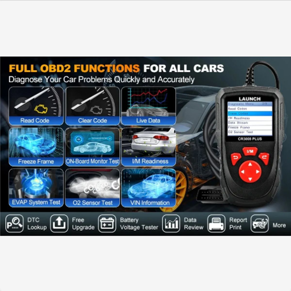 LAUNCH - Escáner Automotriz Launch Cr3008 Plus Obd2