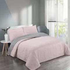 GENERICO - Quilt verano palo rosa reversible kingsuper king