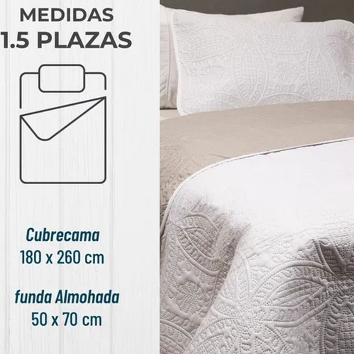 GENERICO - Cubrecama quilt reversible 15 plaza 180x260