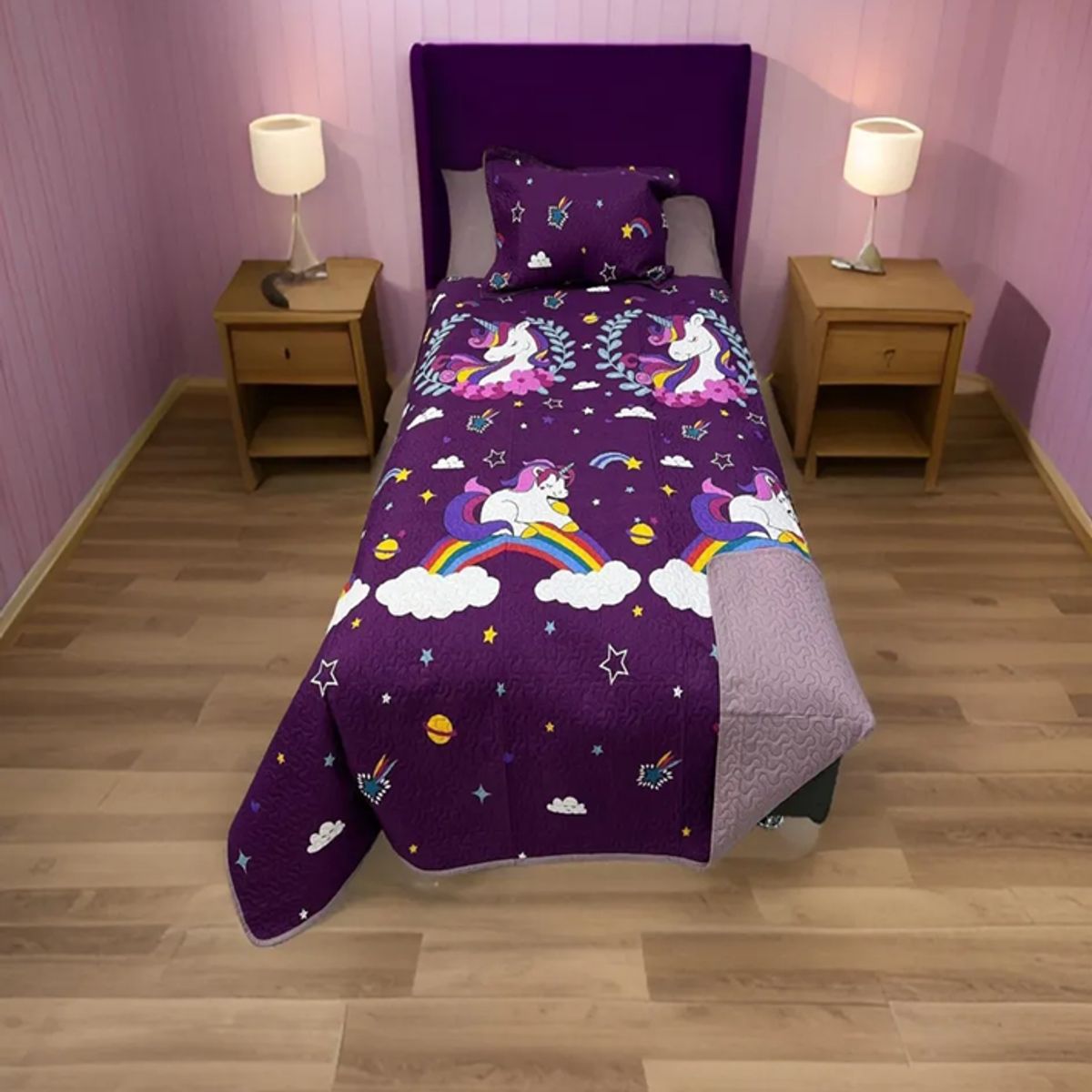 GENERICO - Cubrecama Ligero Quilt Verano Niña 1.5 Plaza