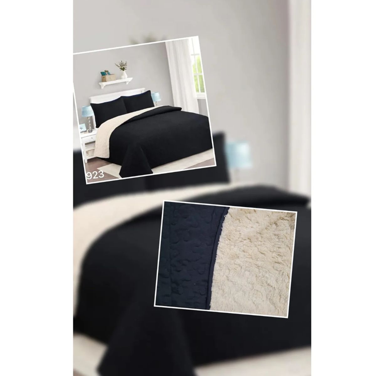 GENERICO - Cubrecama quilt sherpa king unicolor