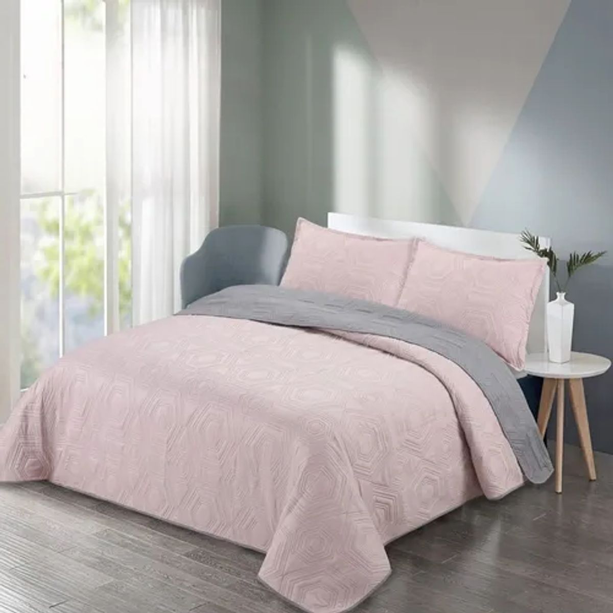 GENERICO - Quilt verano gris king super king