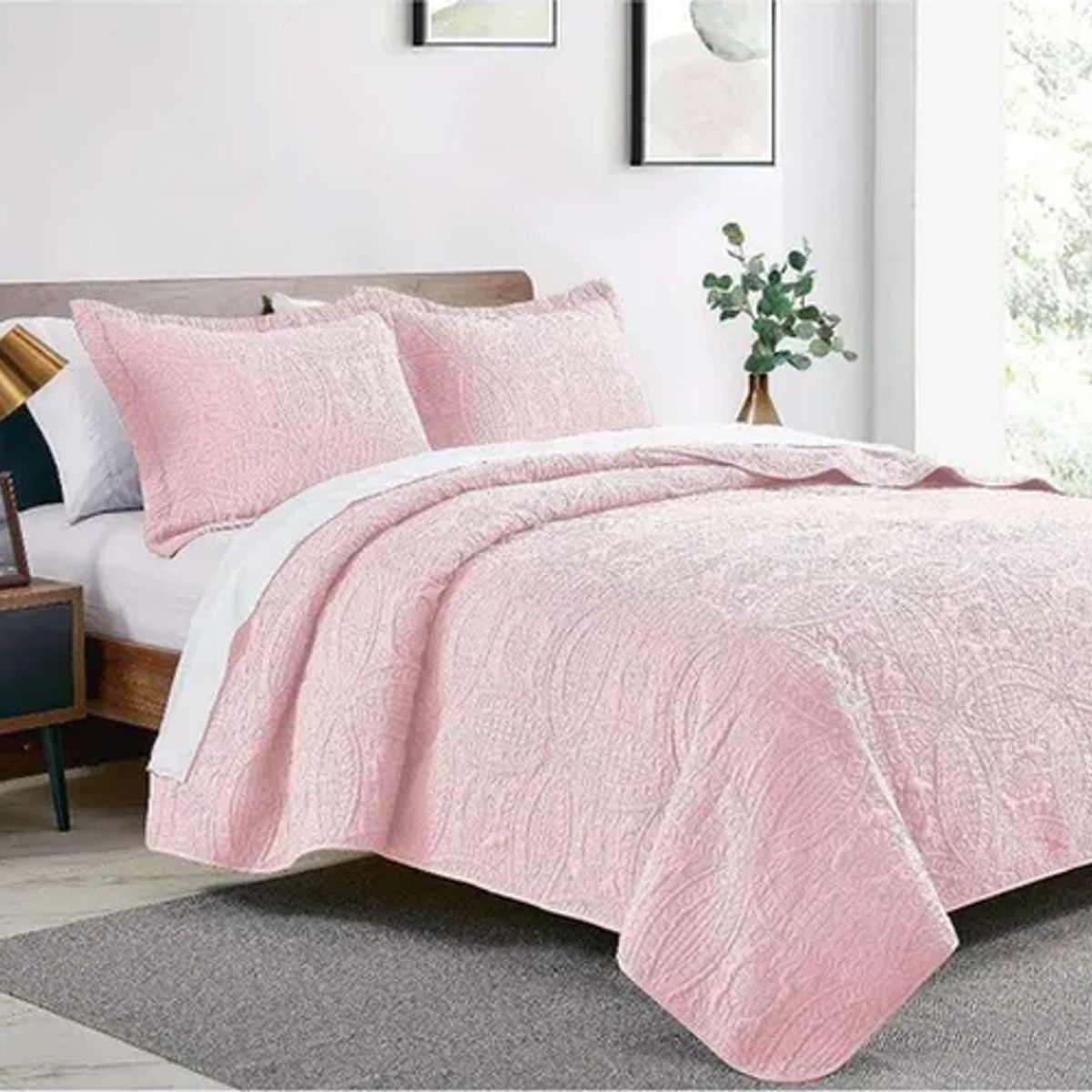 GENERICO - Cubrecama quilt reversible 264x228 king + 2 fundas