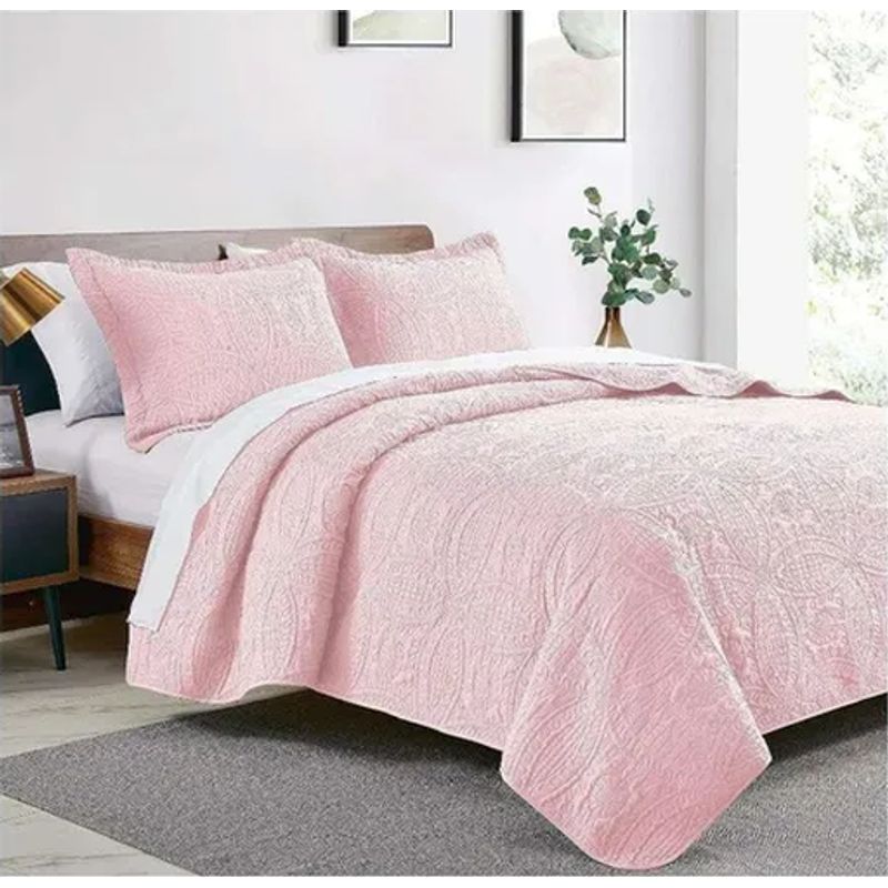 GENERICO - Cubrecama quilt reversible 264x228 king + 2 fundas