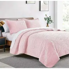 GENERICO - Cubrecama quilt reversible 264x228 king + 2 fundas