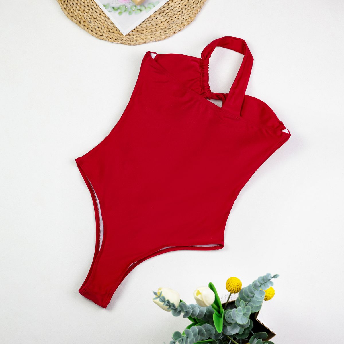 VELVET - Traje de Baño una Pieza Asimetrico Benagil Rojo