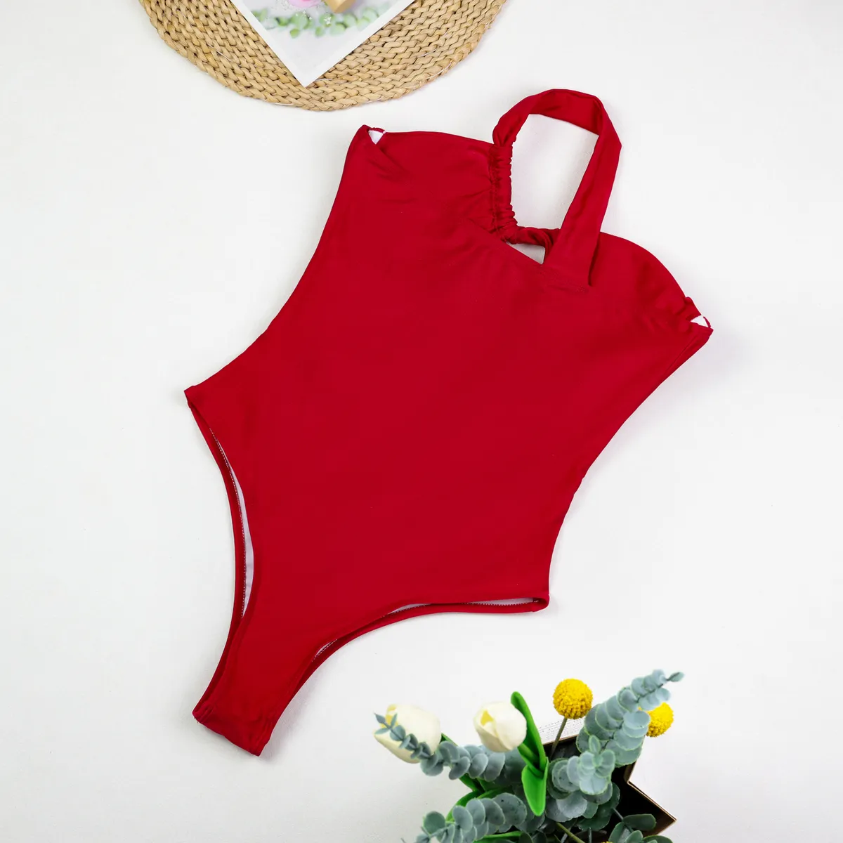 VELVET - Traje de Baño una Pieza Asimetrico Benagil Rojo