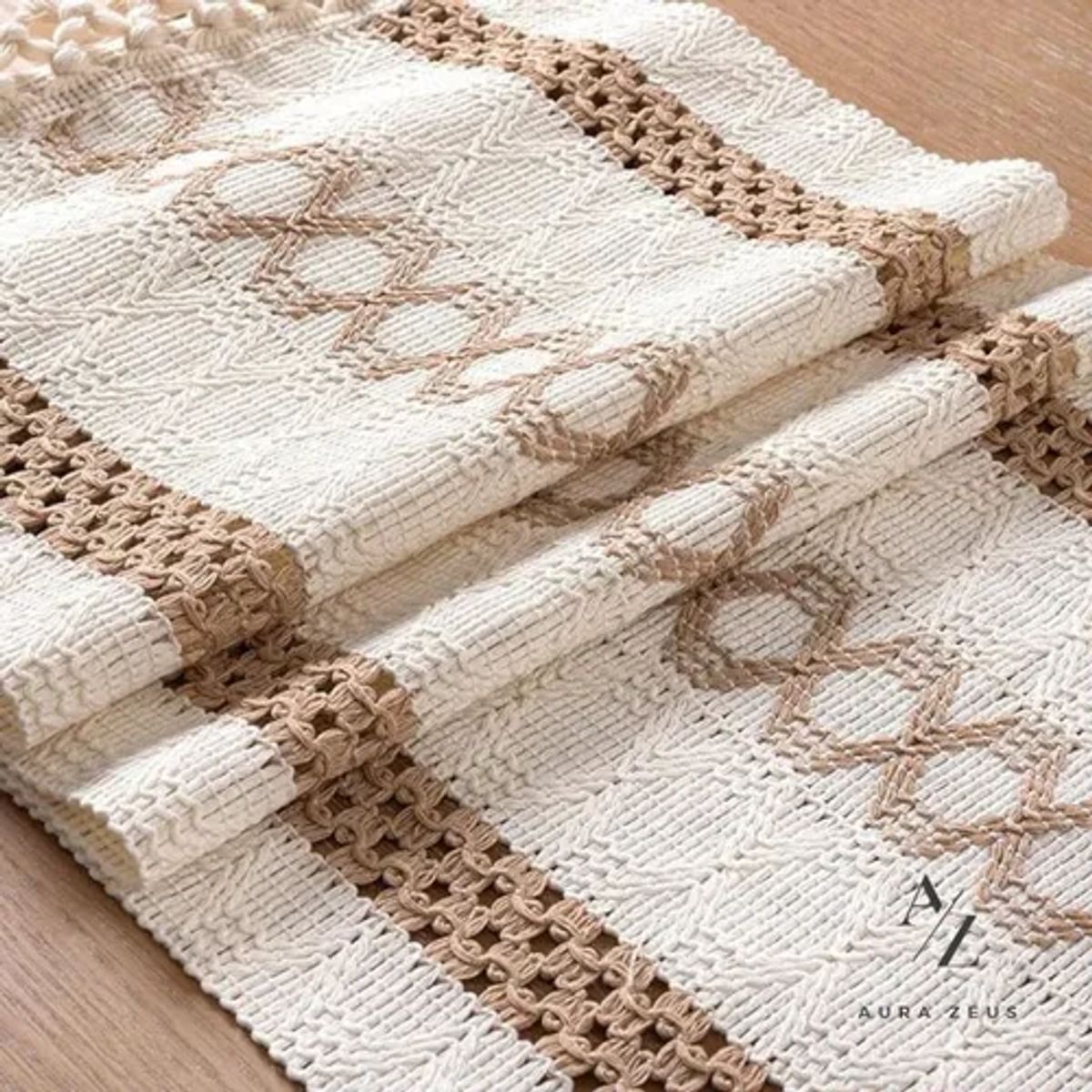 GENERICO - Camino mesa algodón yute 180x30 trenza café