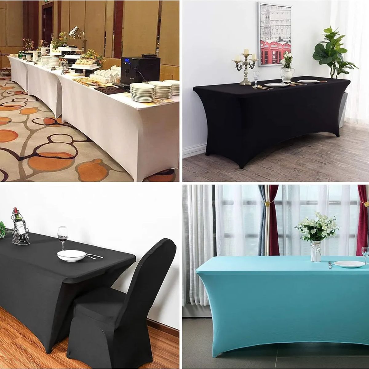 GENERICO - Funda mantel spandex 180x75x75 para evento blanco liso