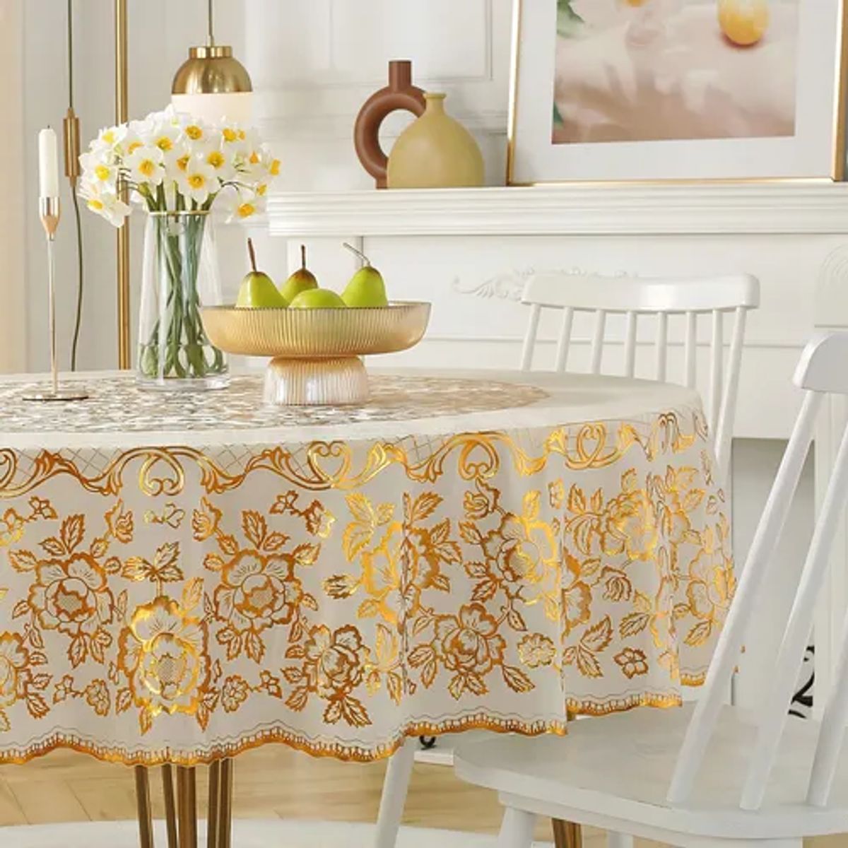 GENERICO - Mantel redondo sin lavado a prueba de aceite