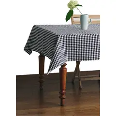 GENERICO - Mantel rectangular cuadros lino 140x220 negro