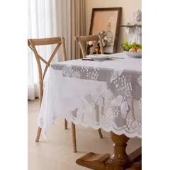 GENERICO - Mantel mariposa visillo encajes 150x215 blanco