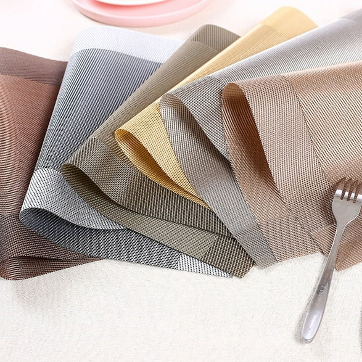 GENERICO - Set 6 individuales mesa rectangulares diseños beige