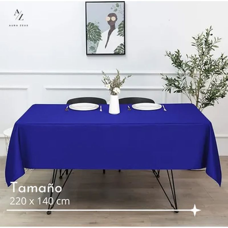 GENERICO - Mantel antimanchas 220x140 mesa azul liso