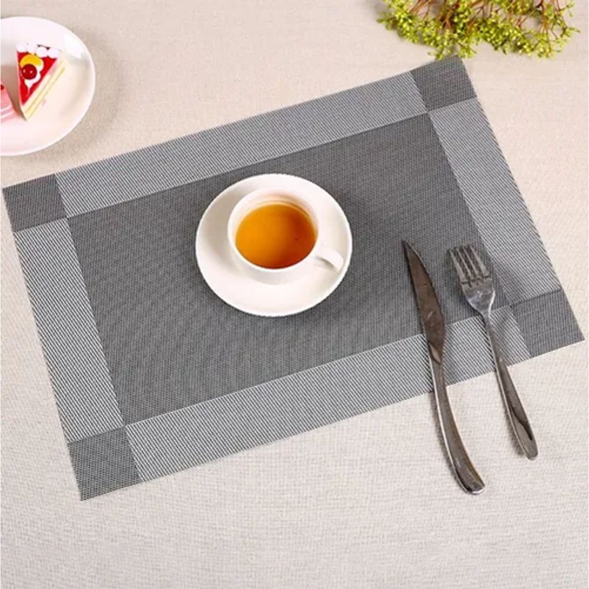 GENERICO - Set 6 individuales impermeables mesa gris oscuro