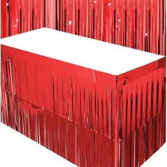 GENERICO - Mantel faldón decorativo flecos metalizado