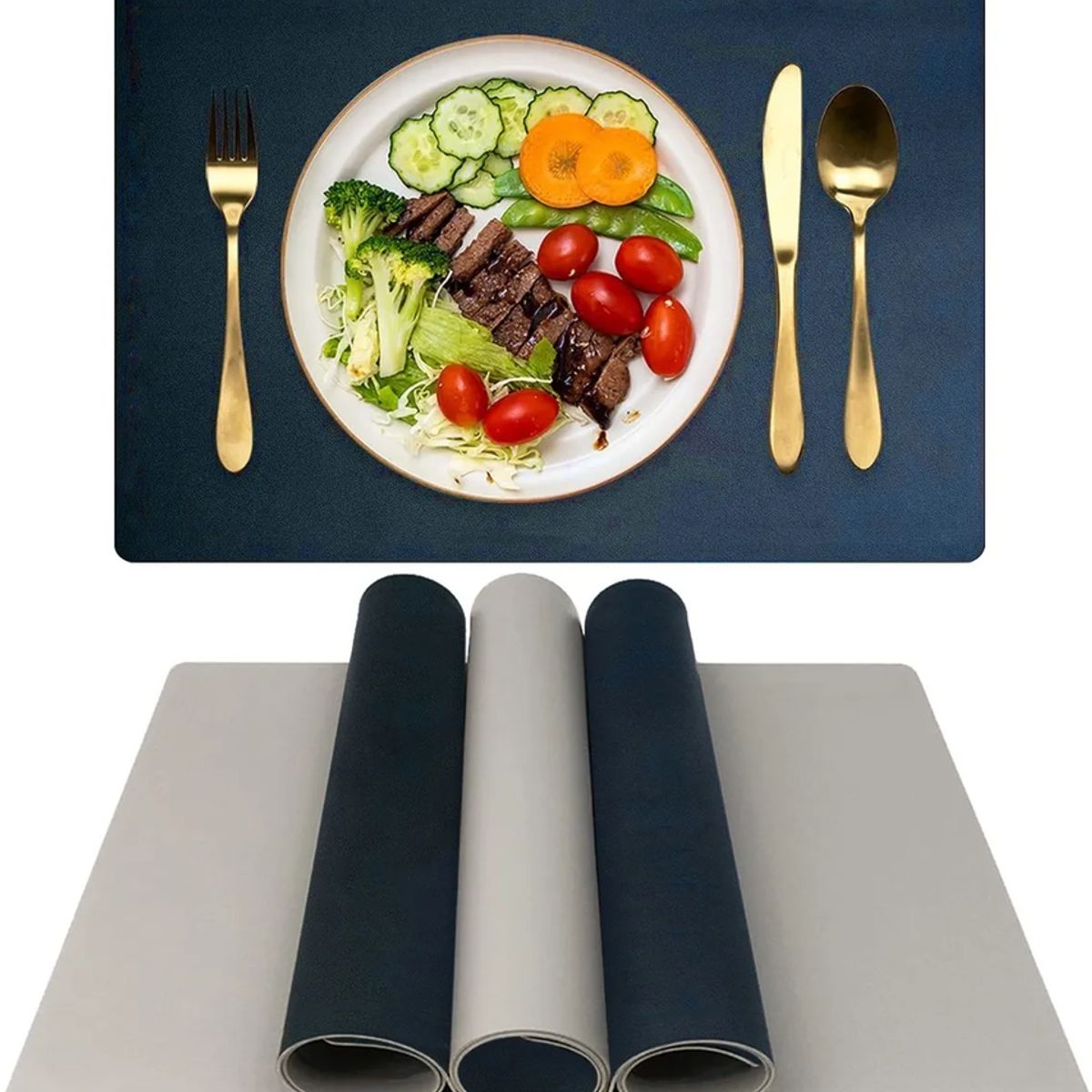 GENERICO - Set 4 mantel ecopiel comedor doble cara