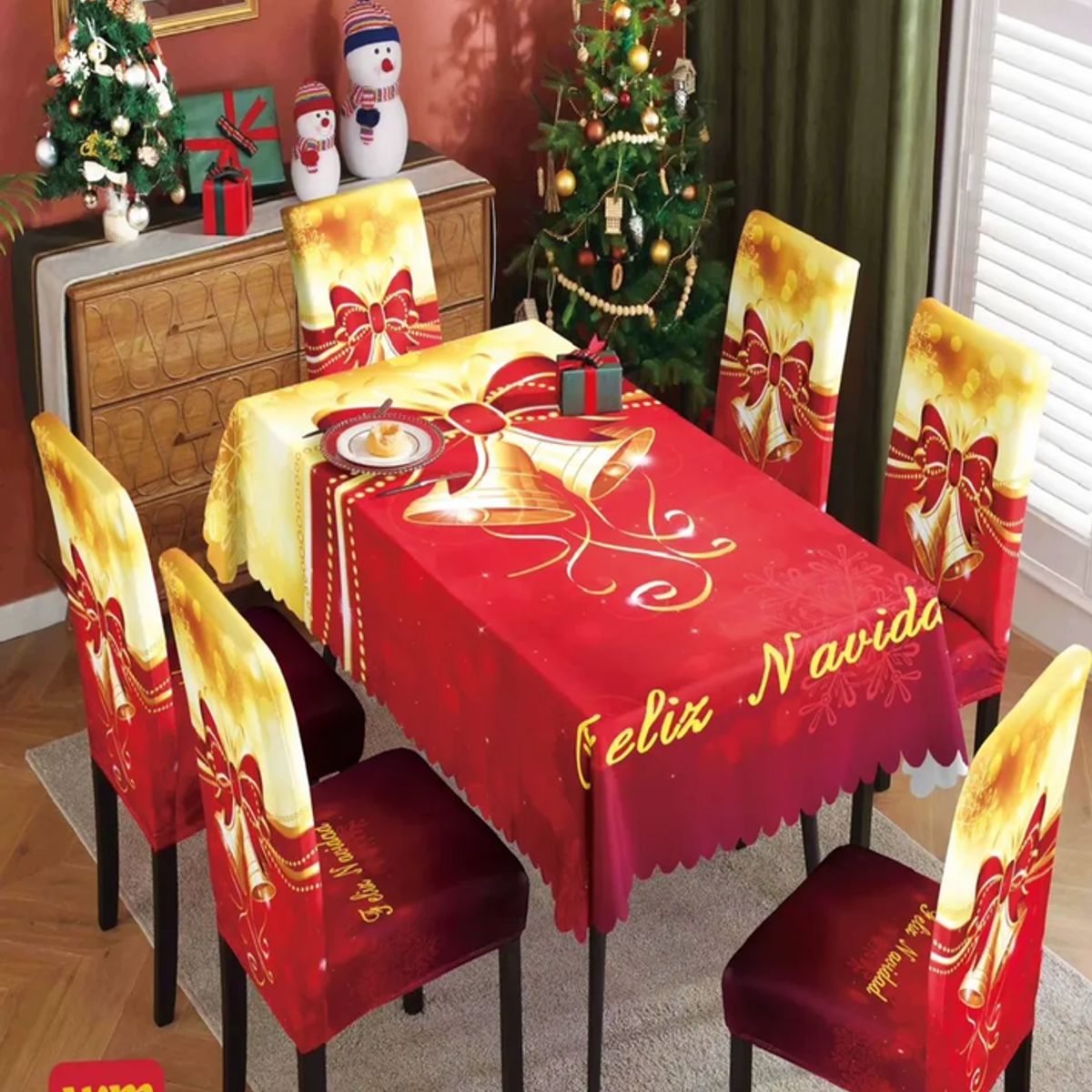 GENERICO - Mantel +fundas sillas diseño navidad