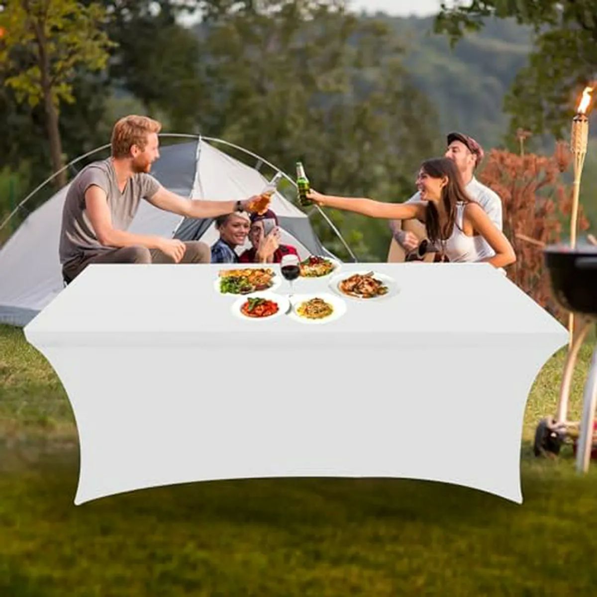 GENERICO - Funda mantel spandex mesa evento 180x77x74cm