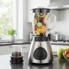 LINE - Licuadora Juguera Multifuncional 2 en 1 + Picadora Jarra Vidrio 1000W