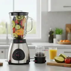LINE - Licuadora Juguera Multifuncional 2 en1 + Picadora Jarra Vidrio 1000W